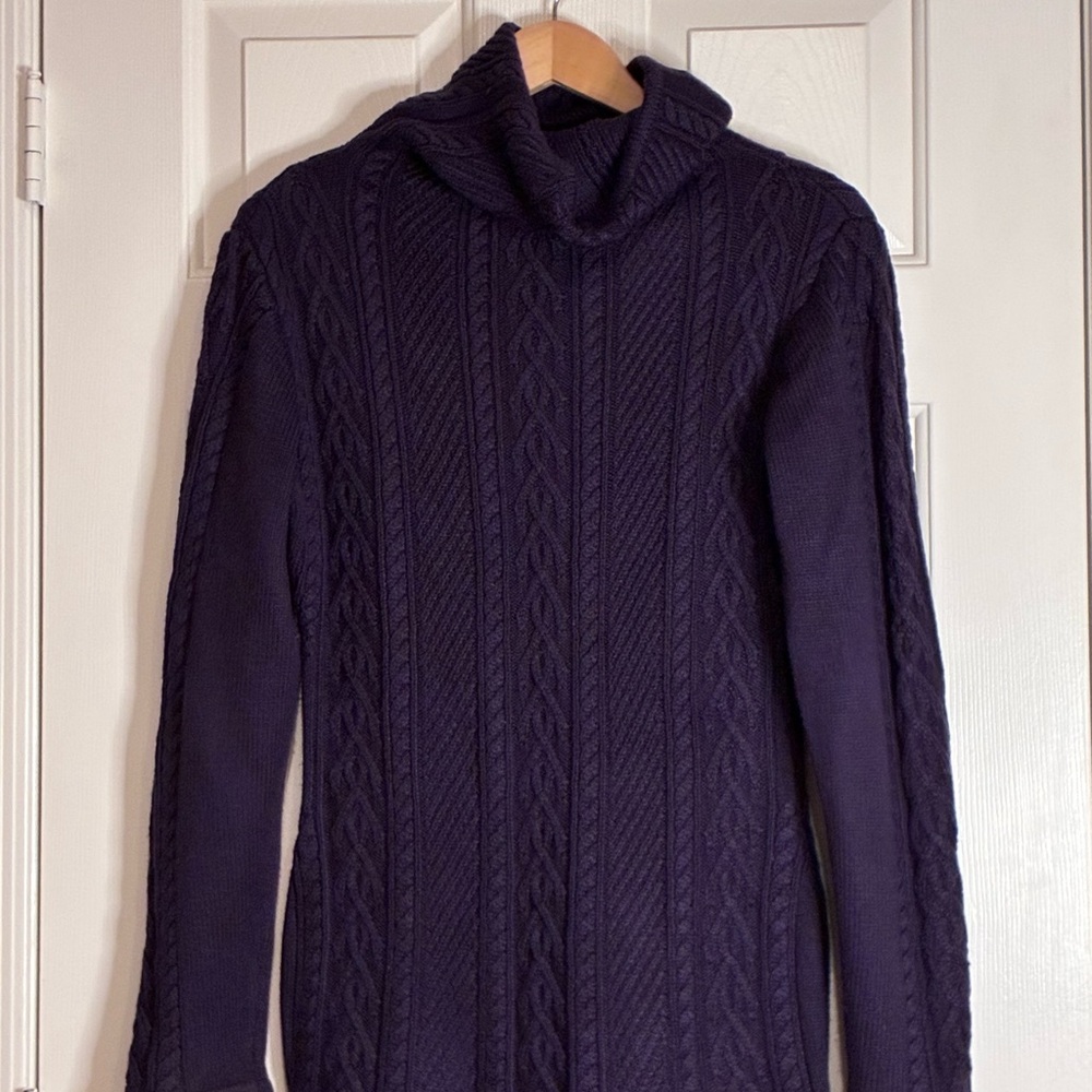 Elegant Purple Cable Knit Turtleneck Sweater
